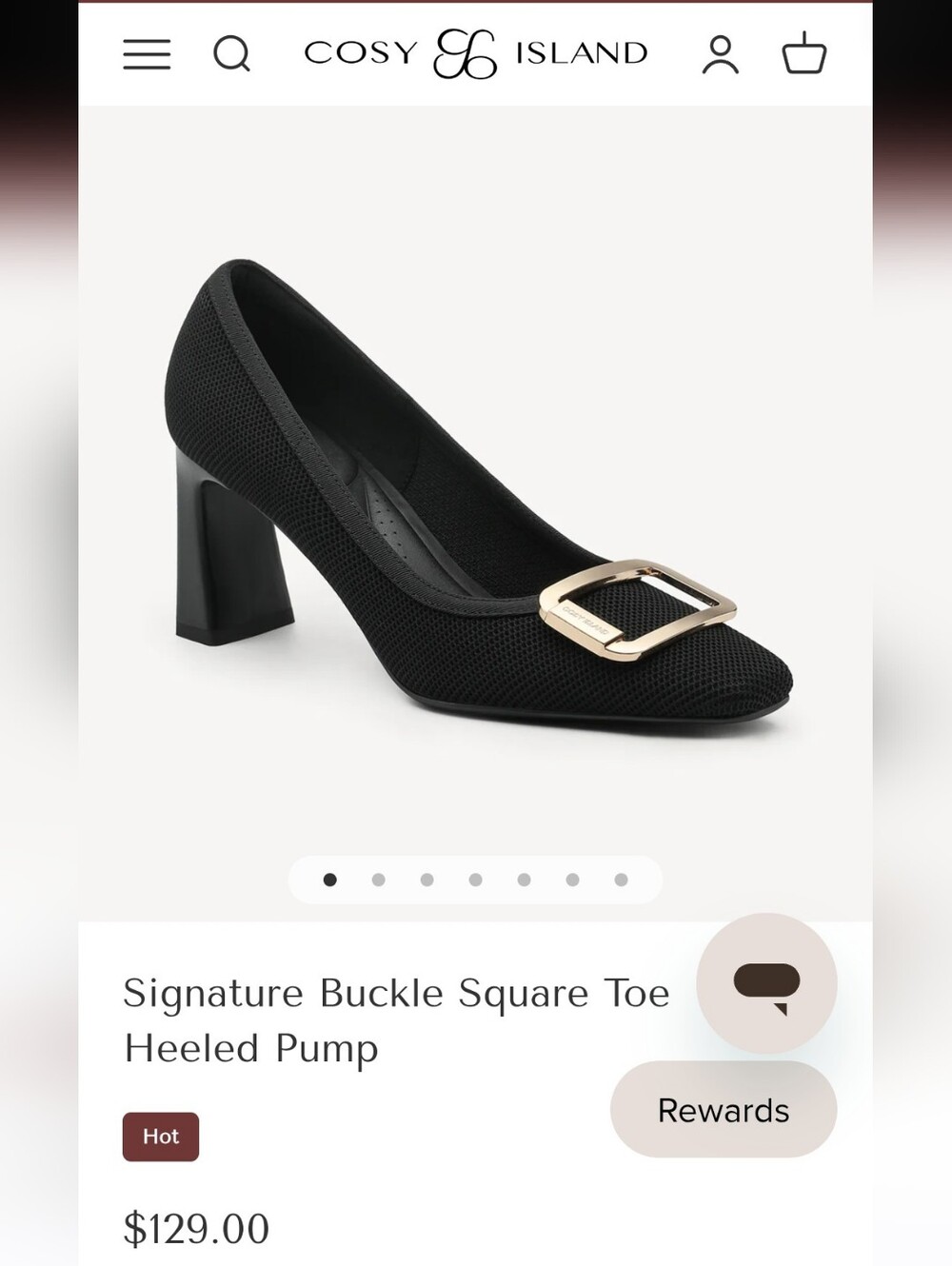 Cosy Island Signature Buckle Square Toe Heeled Pump - Black Sz 10